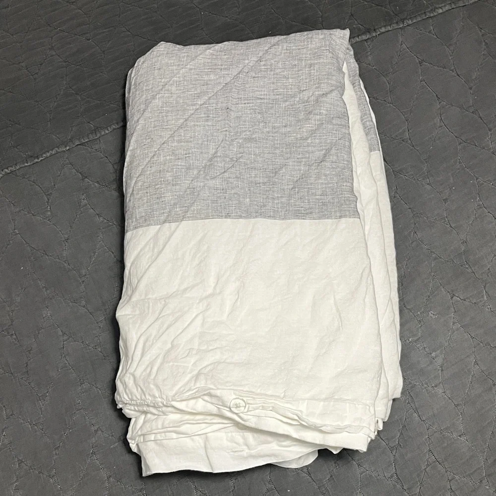 Two-Tone Linen King Duvet Cover